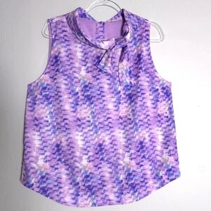Soft Surroundings Adrie Top Purple Orchid Soft TieCollar Size Large